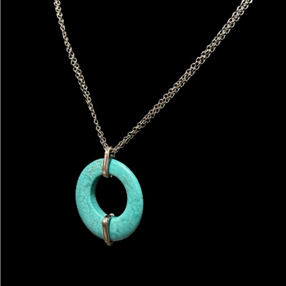 Vintage Signed Coolie Lee Turquoise Necklace 18” Chain - non/ binary - Picture 4 of 8